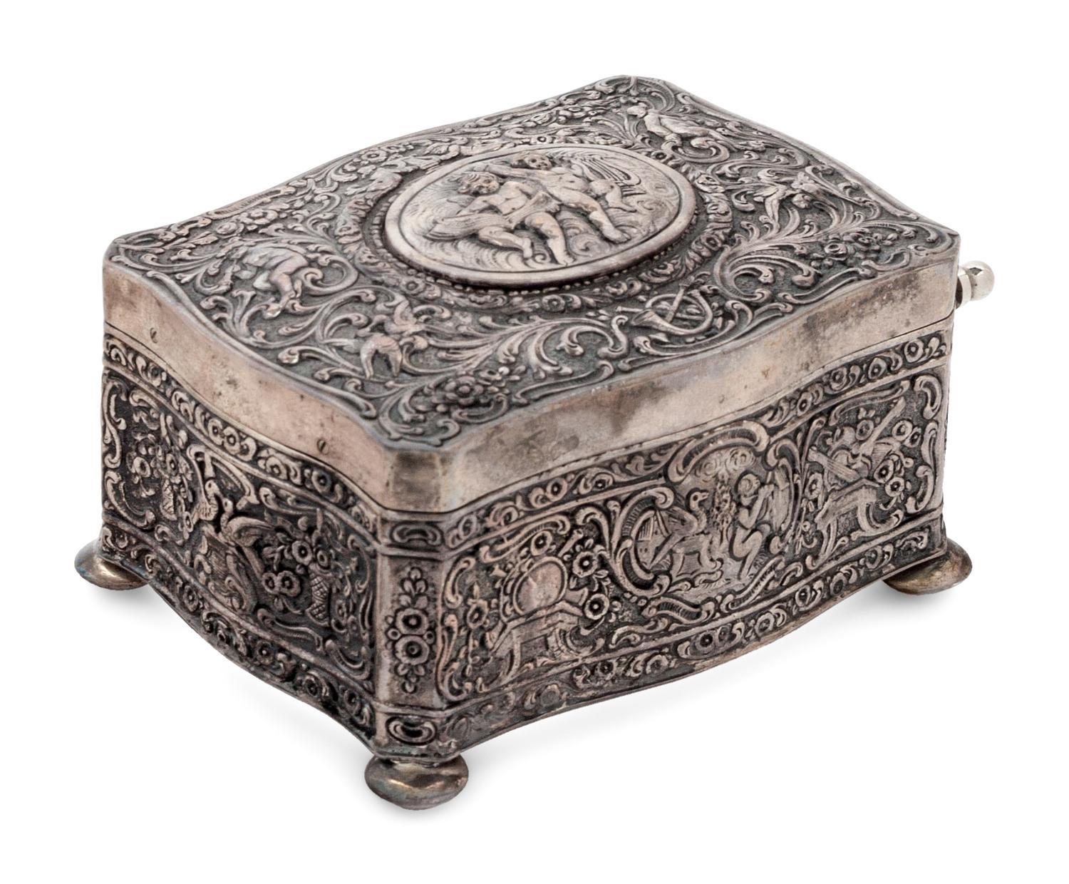 A Continental Silver Singing Bird Automaton Box