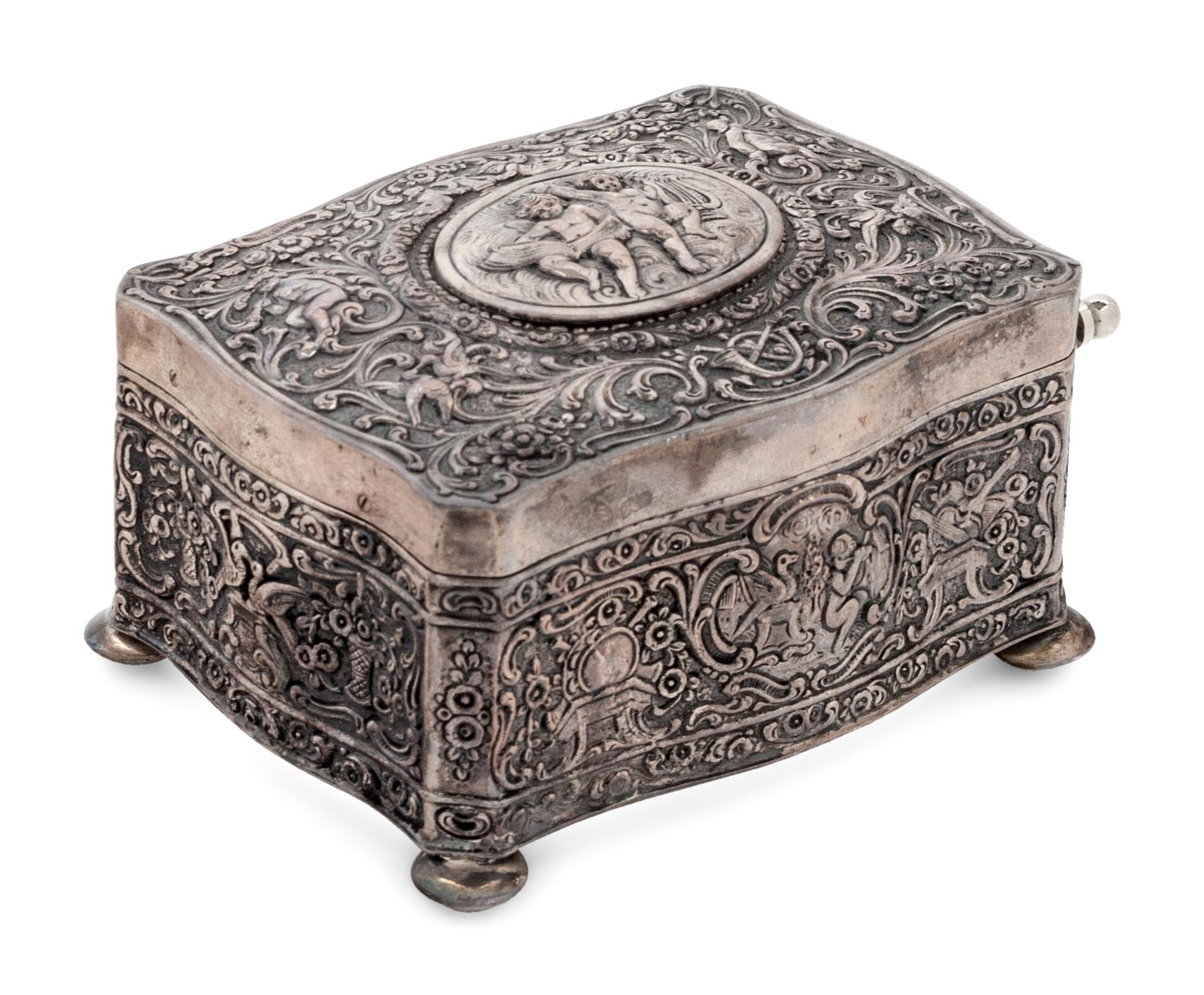 A Continental Silver Singing Bird Automaton Box