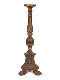 An Italian Painted and Parcel Gilt Tall Pedesta l