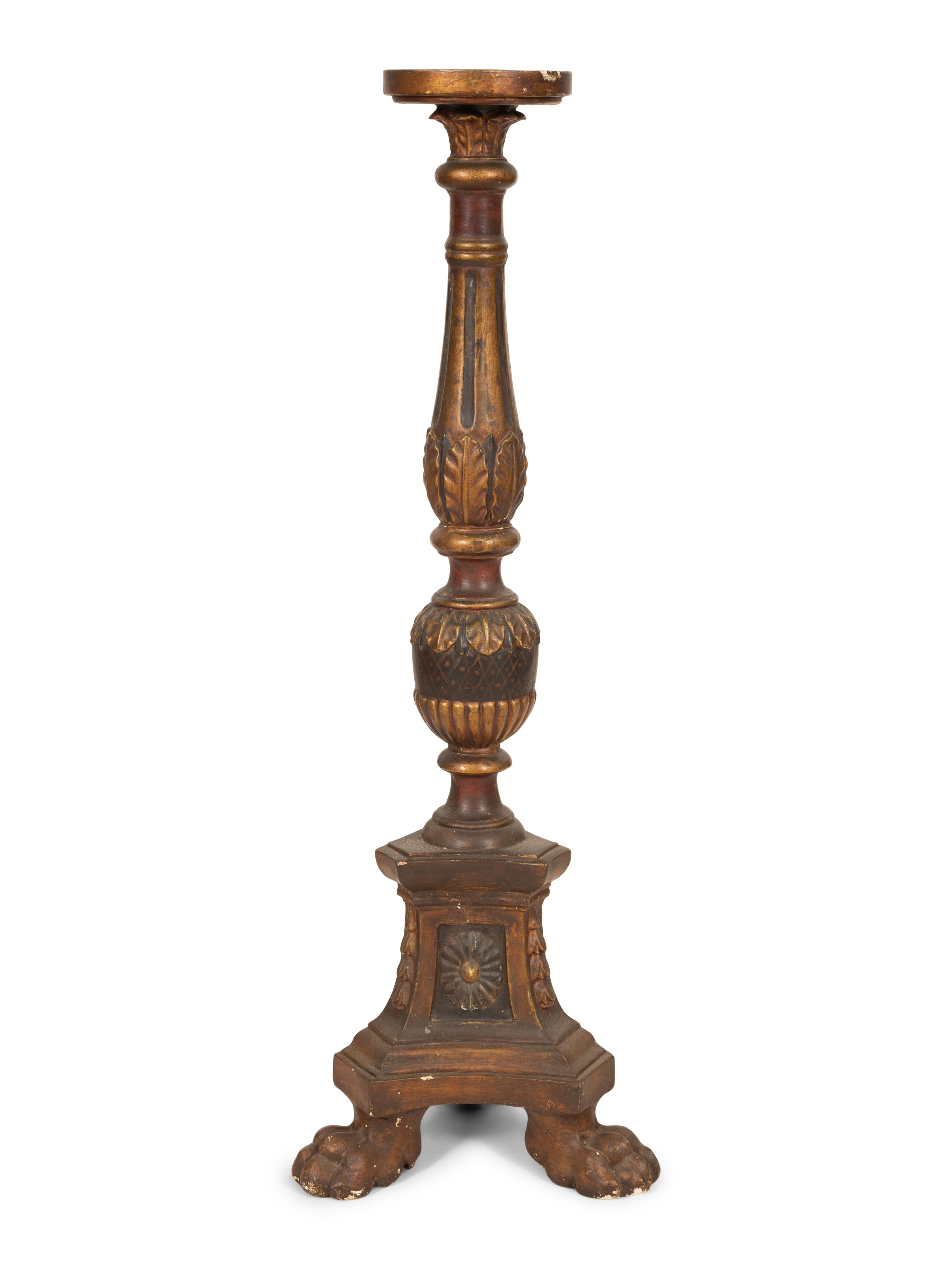 An Italian Painted and Parcel Gilt Tall Pedesta l