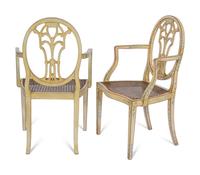 A Pair of George III Style Paint Decorated Armchairs