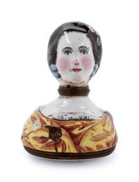 An Enameled Metal Figural Pill Box