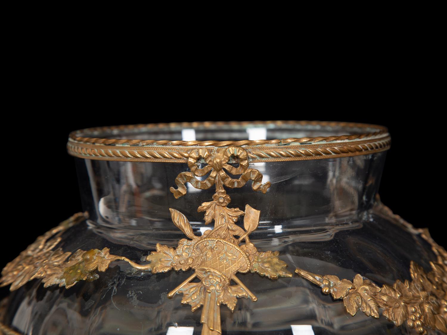 A French Gilt Bronze Mounted Etched Glass Vase