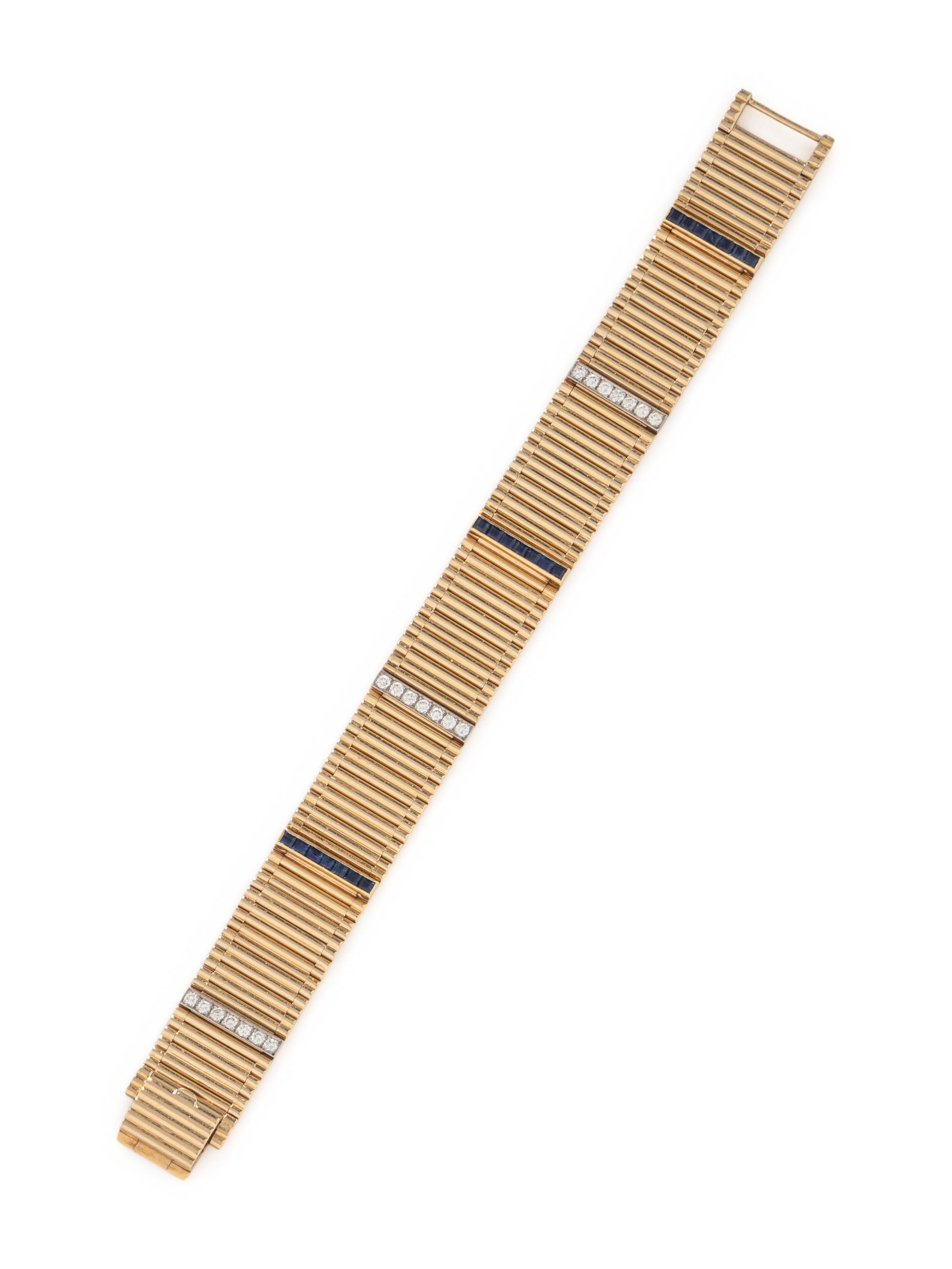 YELLOW GOLD, SAPPHIRE, AND DIAMOND BRACELET