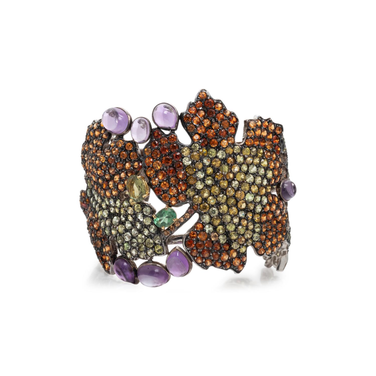 ANDREA MOLINARI, SILVER AND MULTIGEM CUFF BRACELET