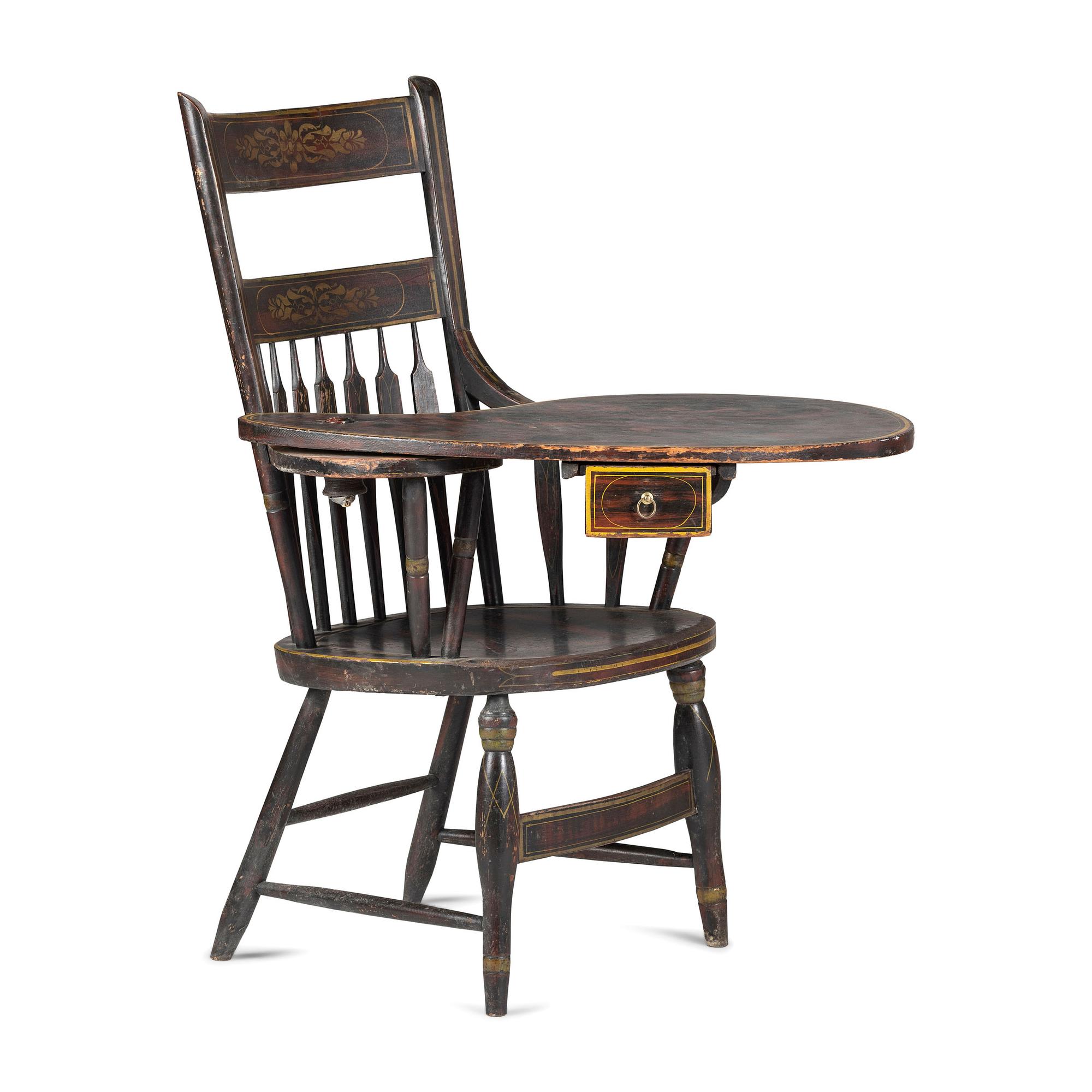 A Grain Painted Writing Arm Windsor Chair