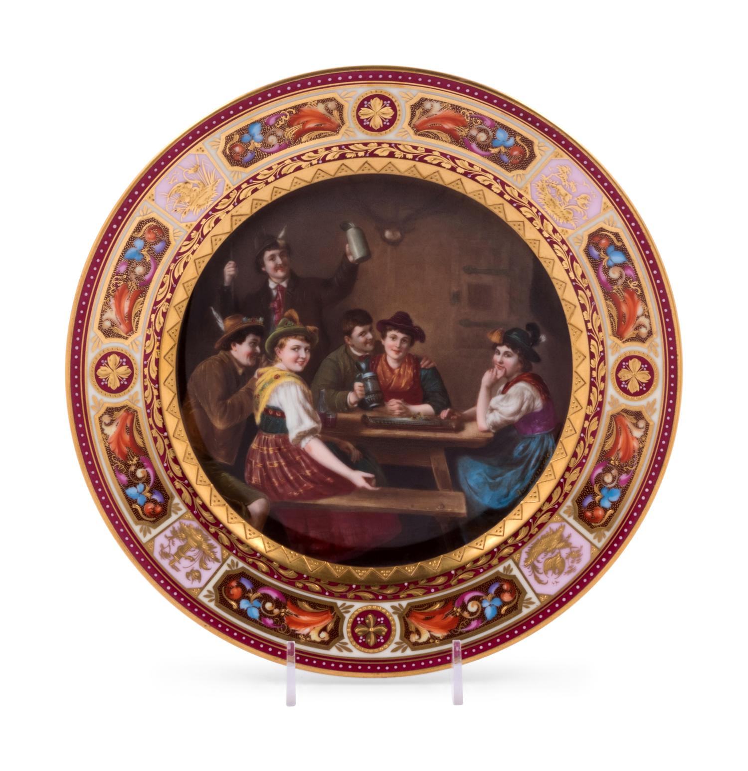 A Vienna Painted, Parcel Gilt and "Jeweled" Porcelain Cabinet Plate