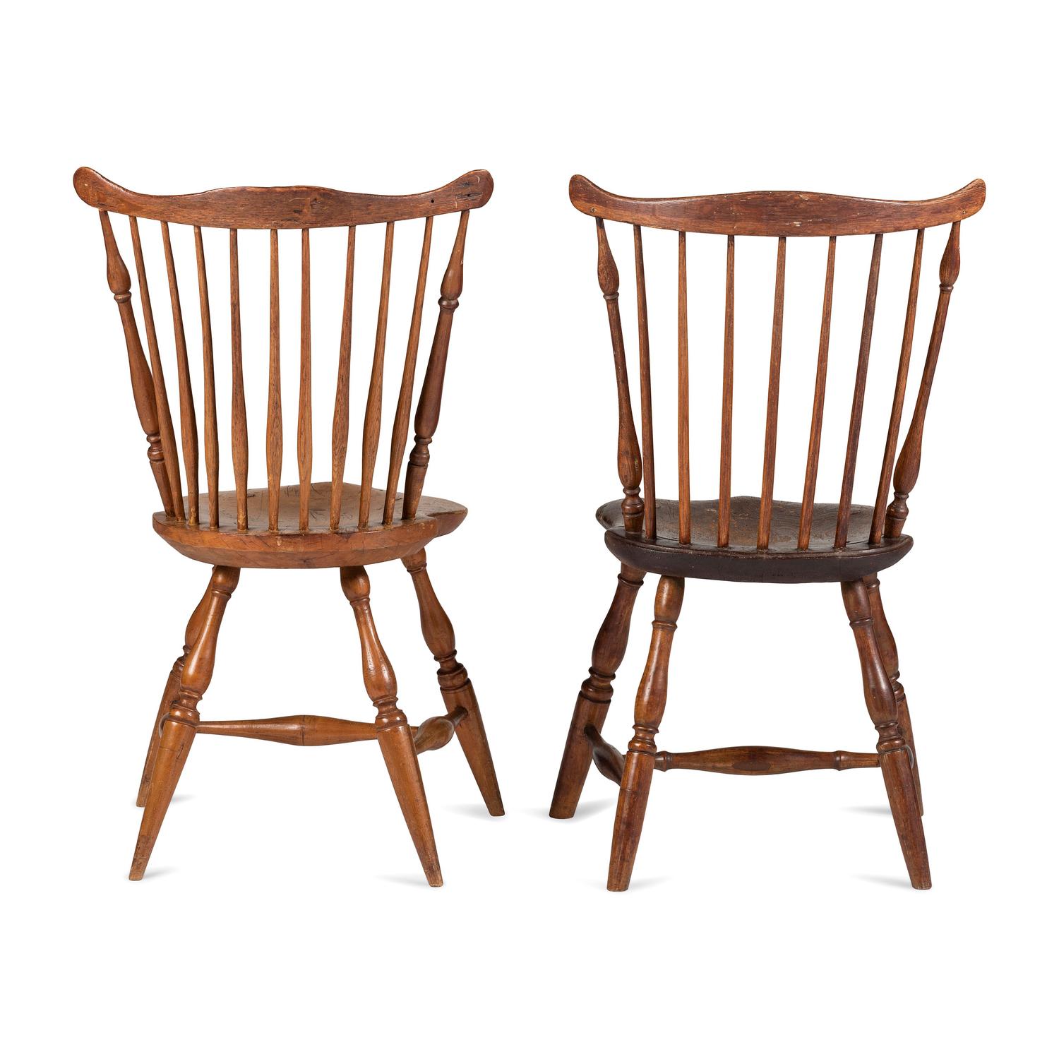 Two Comb-Back Compass-Seat Windsor Side Chairs