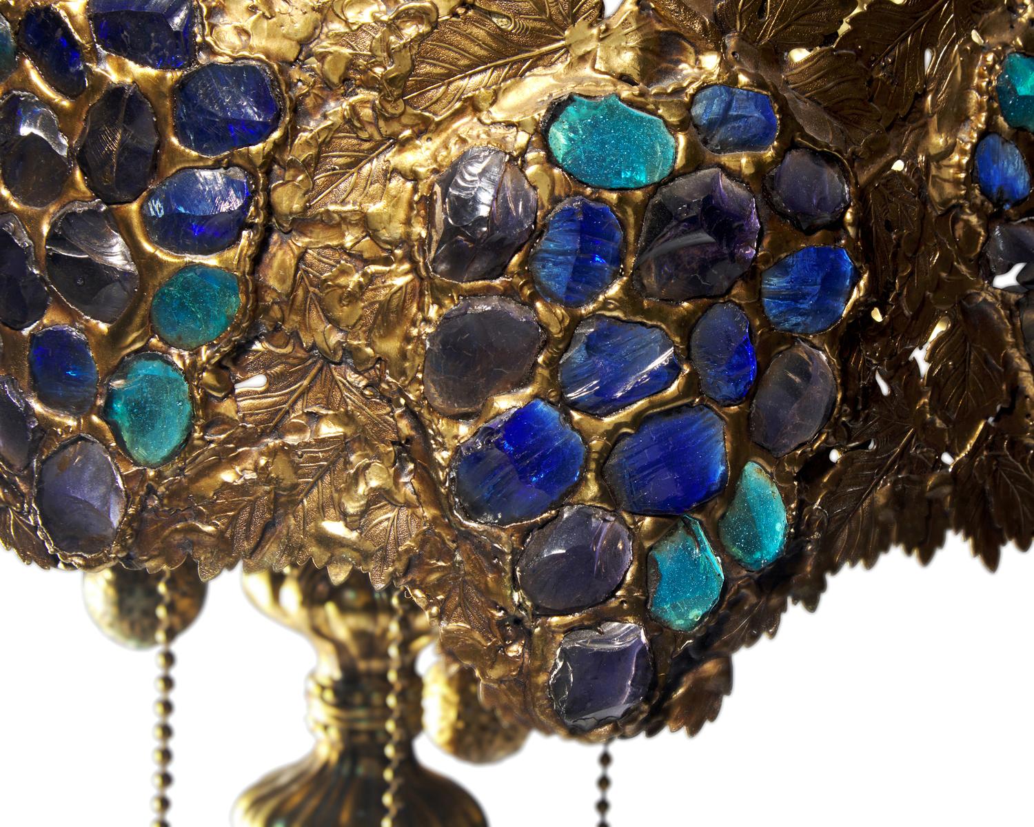 Pierced Bronze Grape Motif Lamp