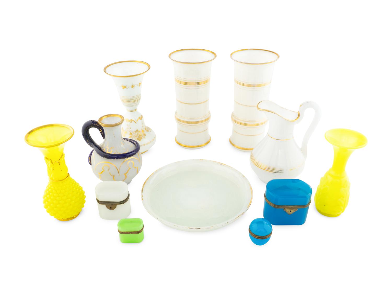 A Group of French Opaline Glass Articles