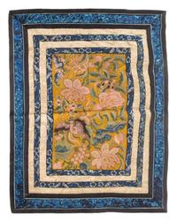 Six Chinese Embroidered Silk Panels Length of largest 26 5/8 inches.