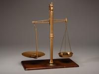 A Brass and Mahogany Patent 'Agate Balance' Beam-Scale