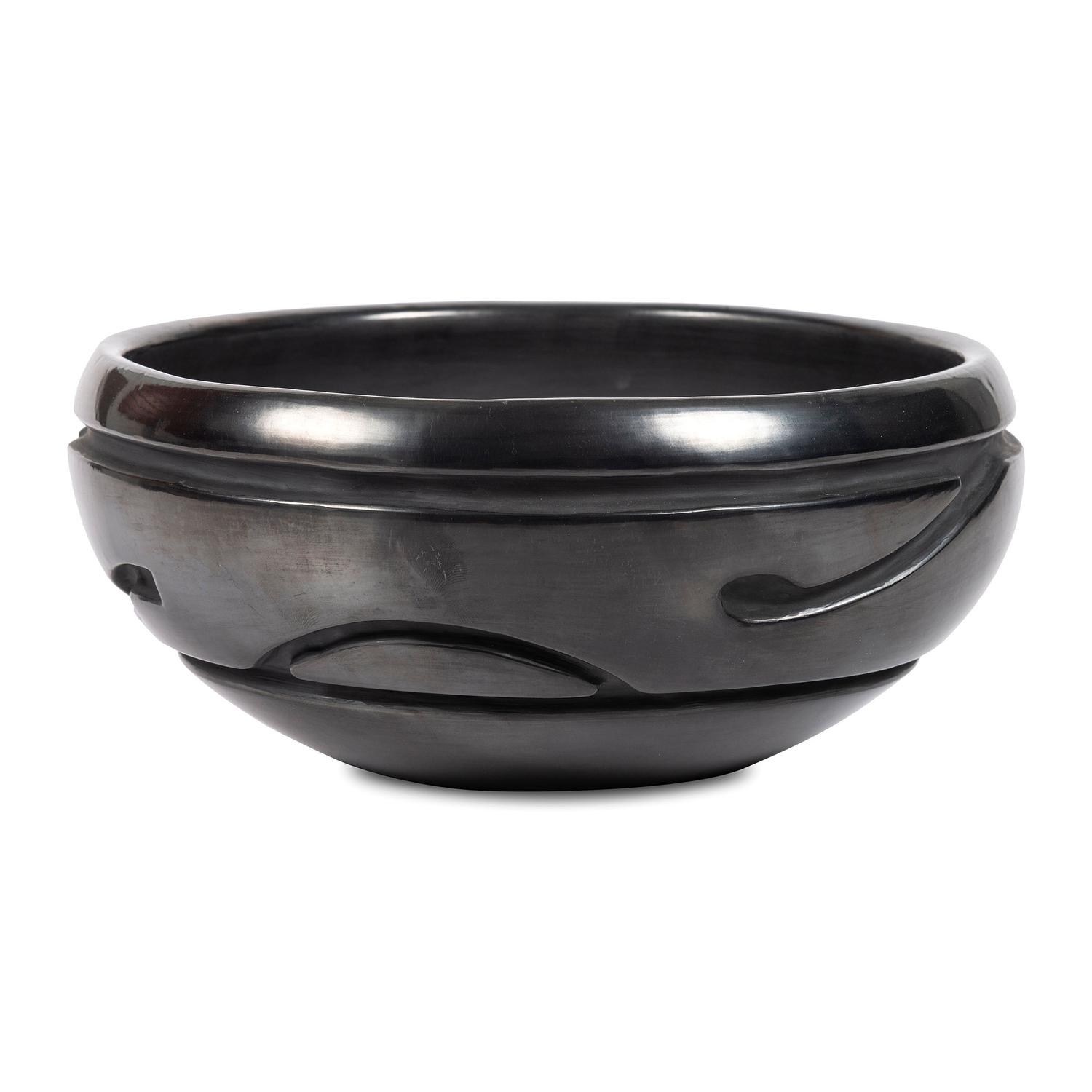 Carved Blackware Pottery Bowl, with Avanyu