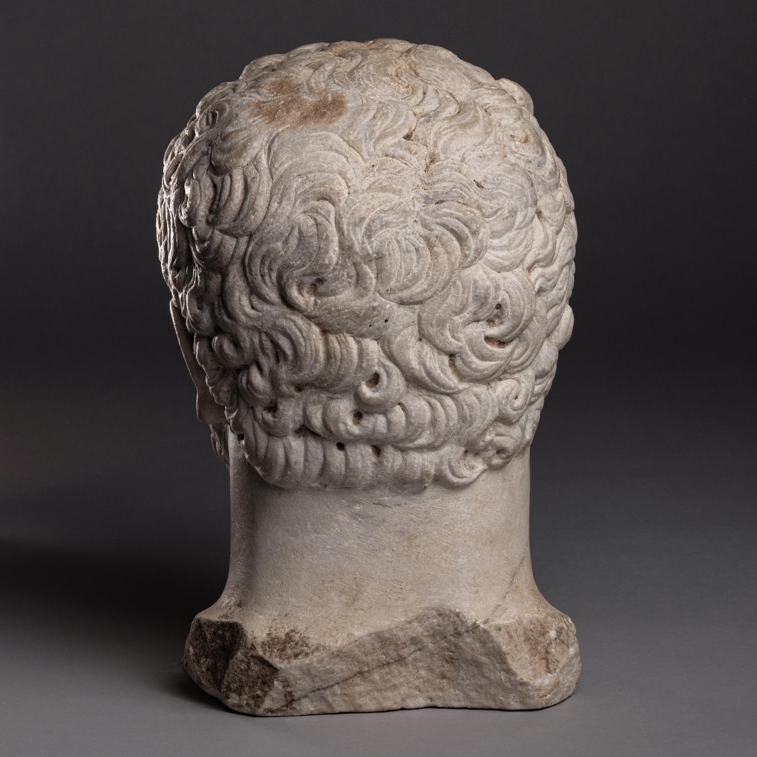 A Grand Tour Marble Portrait Head of Emperor Caracalla