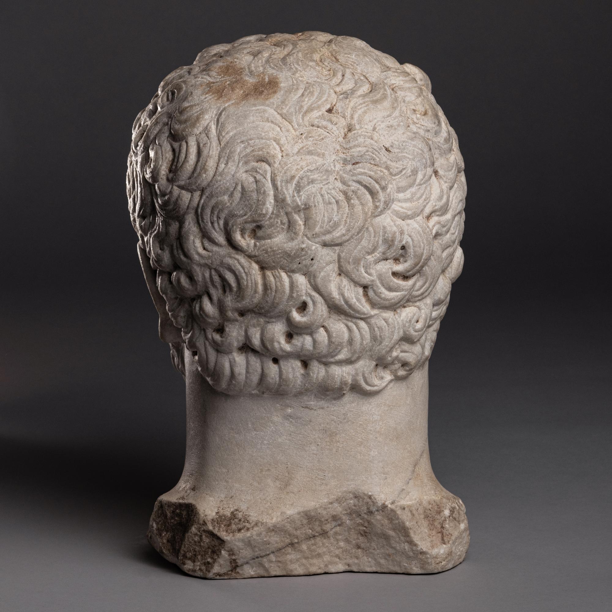 A Grand Tour Marble Portrait Head of Emperor Caracalla