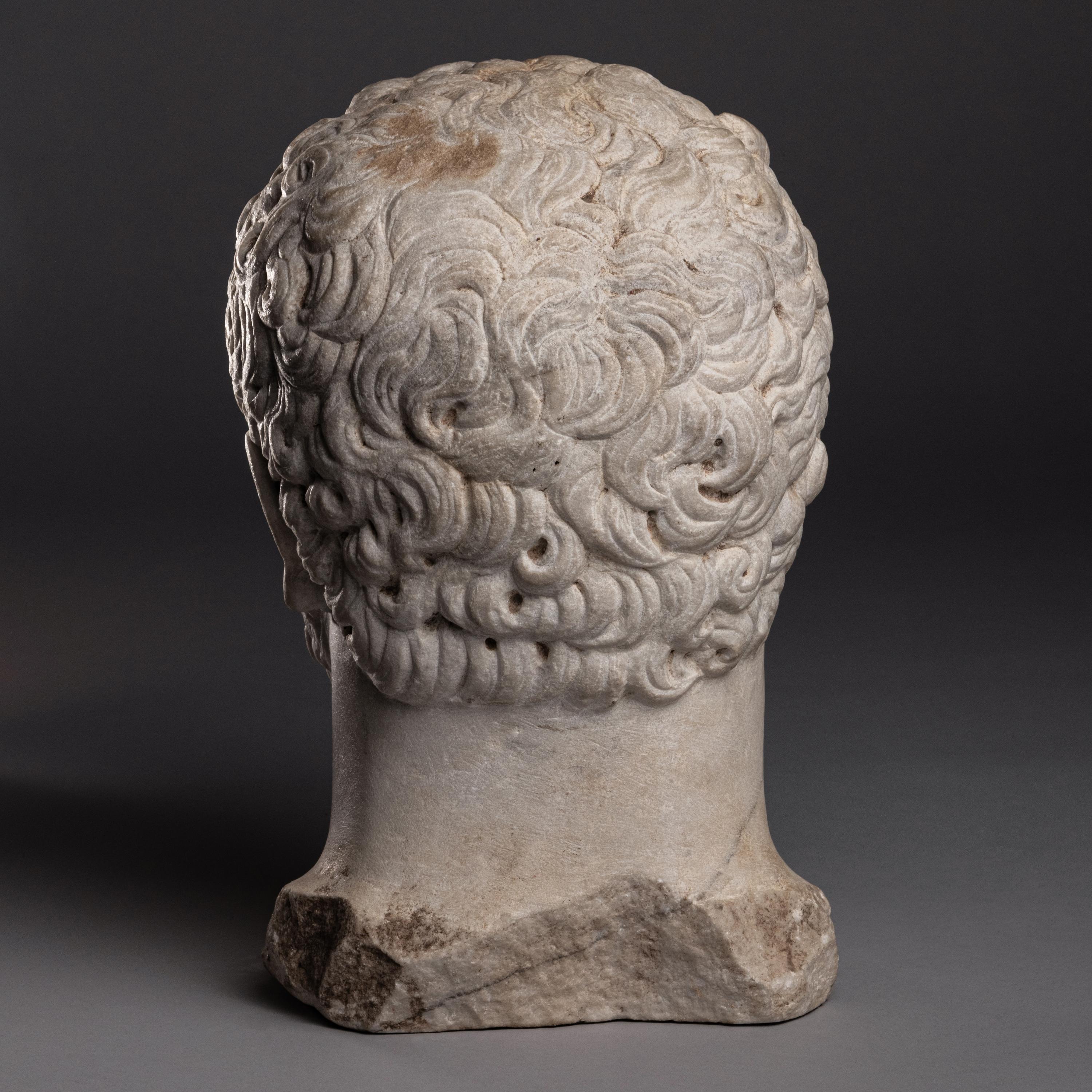 A Grand Tour Marble Portrait Head of Emperor Caracalla