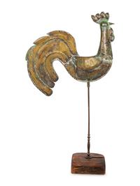 A Molded Copper Rooster Ornament