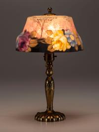 Reverse-Painted Puffy Boudoir Lamp