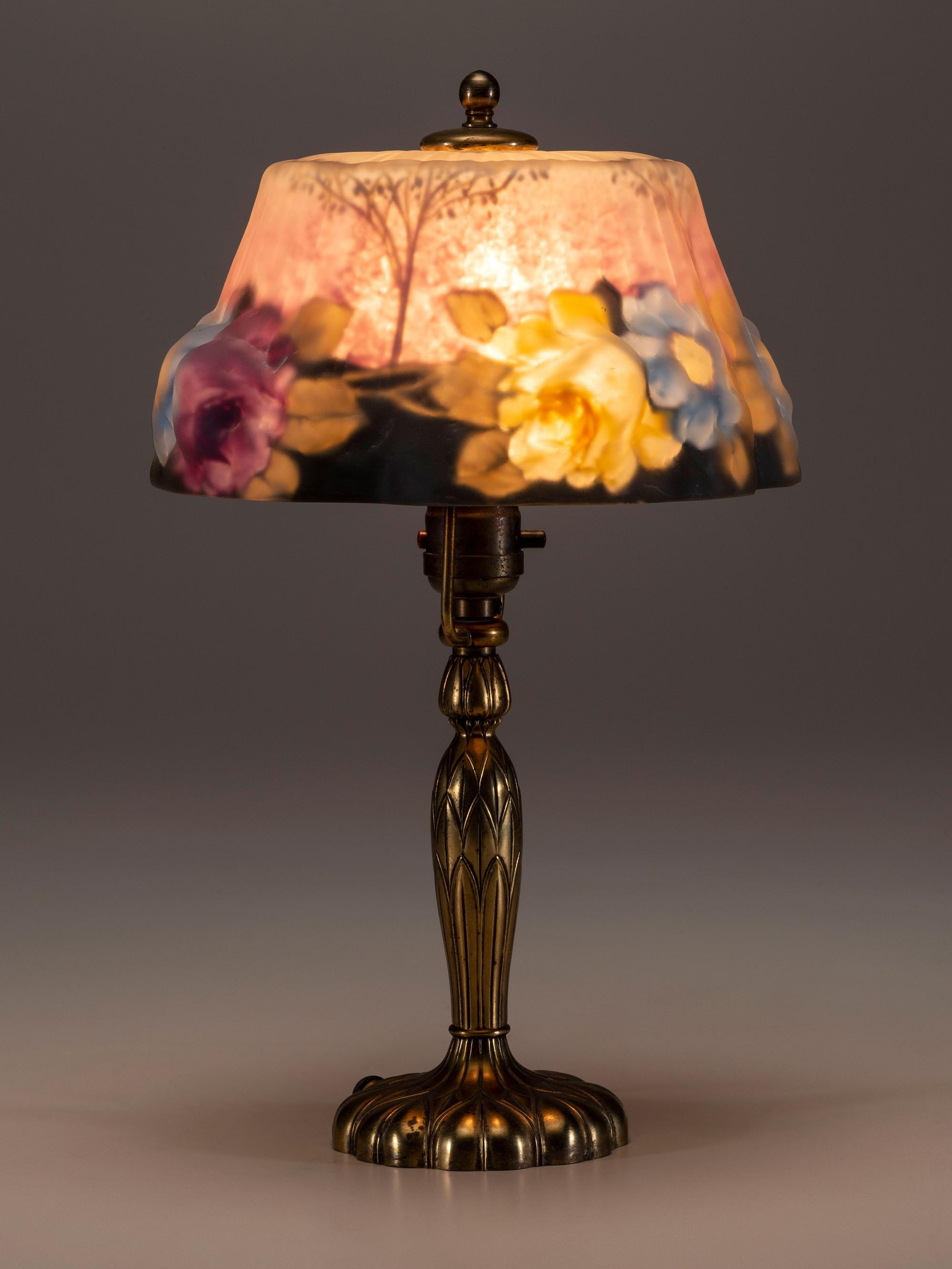 Reverse-Painted Puffy Boudoir Lamp