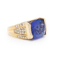 YELLOW GOLD, TANZANITE, AND DIAMOND RING