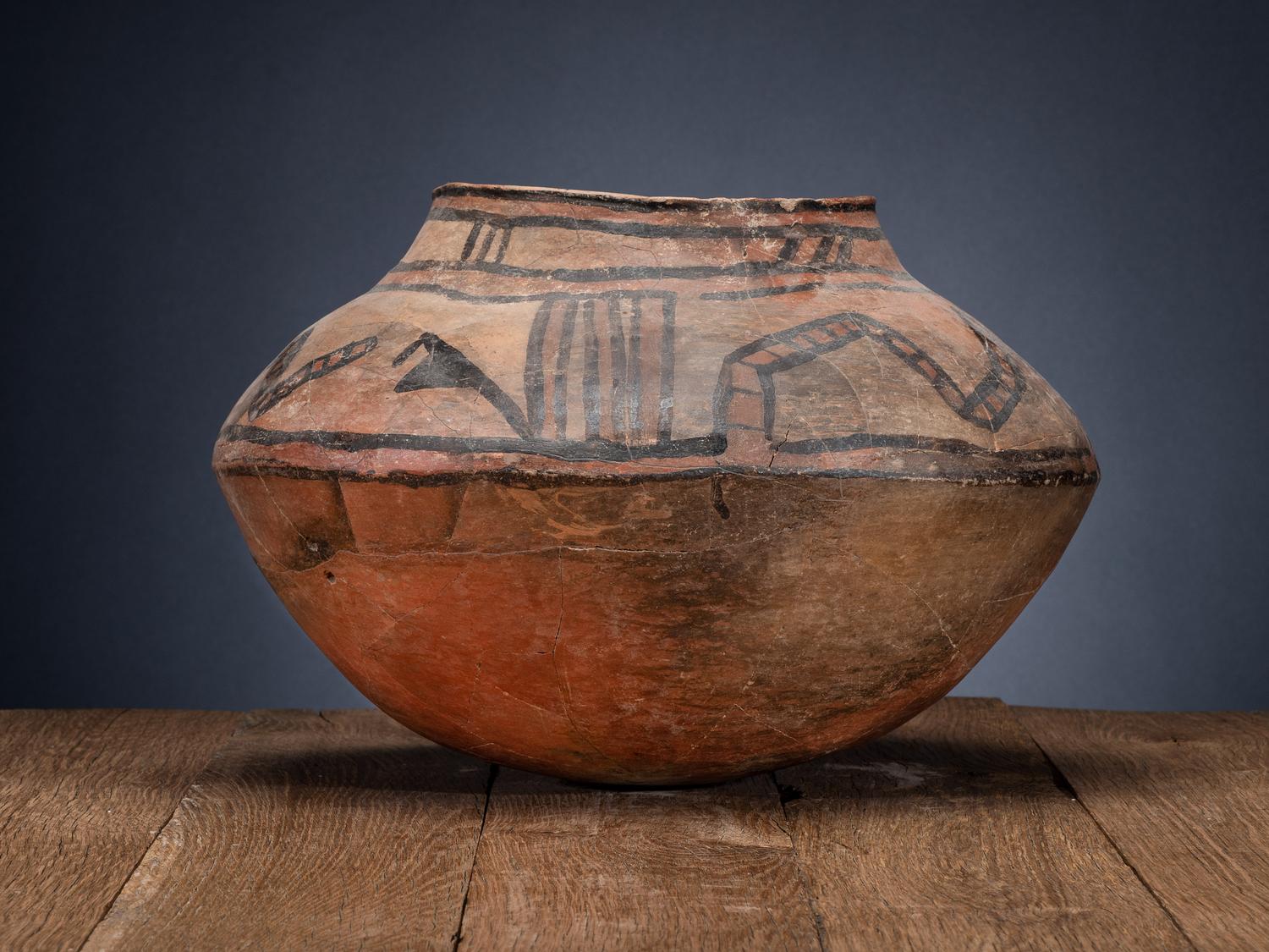 San Lazaro Pueblo Polychrome Pottery Olla