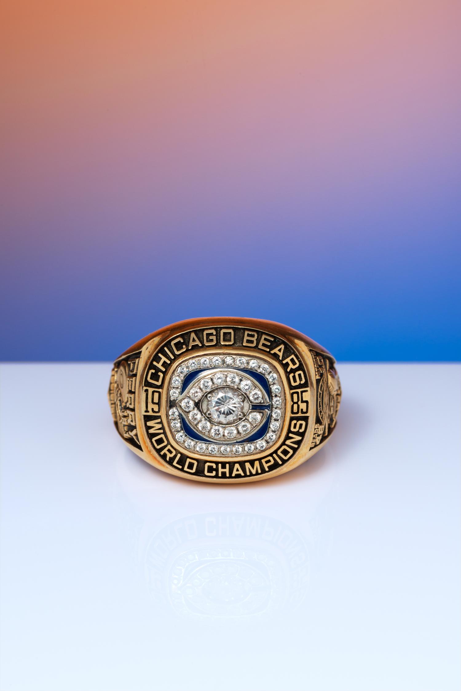 A Rare Jostens 1985 Chicago Bears Super Bowl XX Championship Salesman Sample Ring Crafted to William "The Refrigerator" Perry's Size