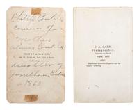 [CIVIL WAR]. A group of 2 Civil War CDVs of Ohio soldiers, incl. Private Philip M. Conkle, Bugler, Co. F, 115th Ohio Volunteers.