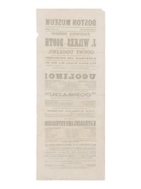 [BOOTH, John Wilkes (1838-1865)]. A broadside playbill for Booth's performance as Count Ugolino in the play of the same title at the Boston Museum, 27 May 1864.