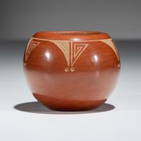 Sgraffito Redware Pottery Jar