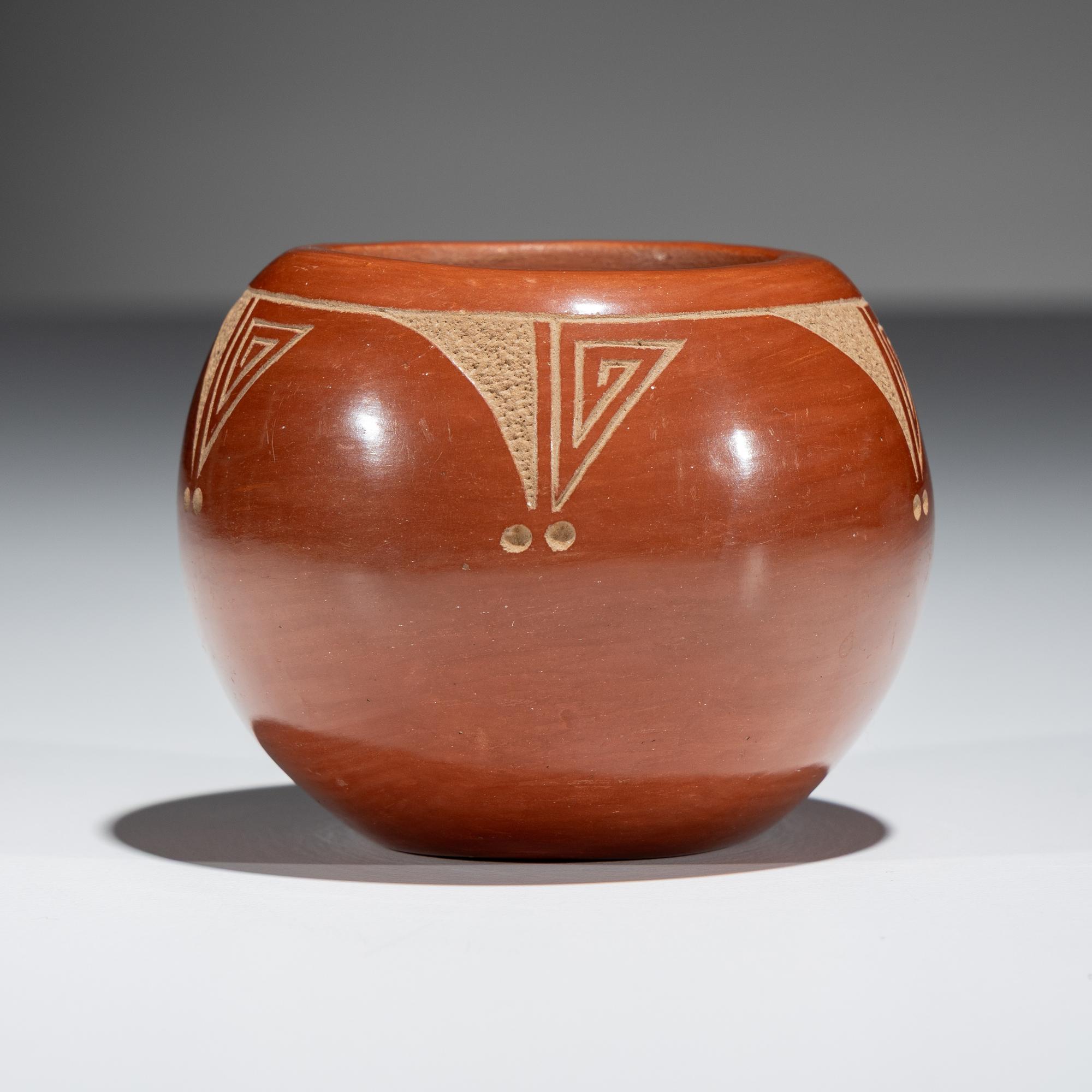 Sgraffito Redware Pottery Jar