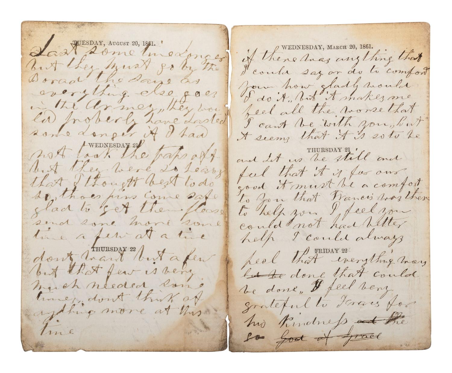 [CIVIL WAR]. Famed 20th Maine archive incl. letters and partial diary featuring Gettysburg content.