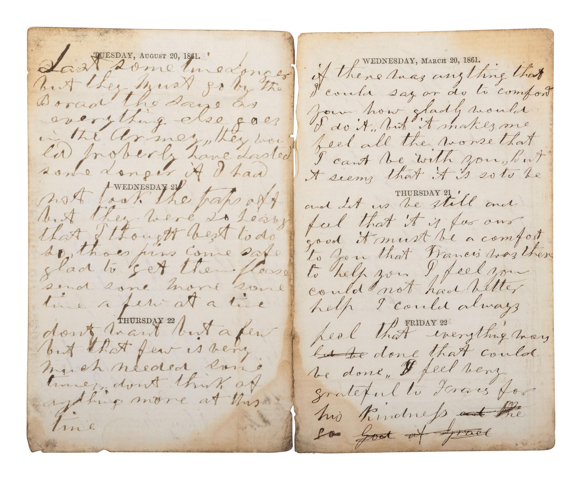 [CIVIL WAR]. Famed 20th Maine archive incl. letters and partial diary featuring Gettysburg content.