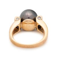 CULTURED TAHITIAN PEARL AND DIAMOND RING