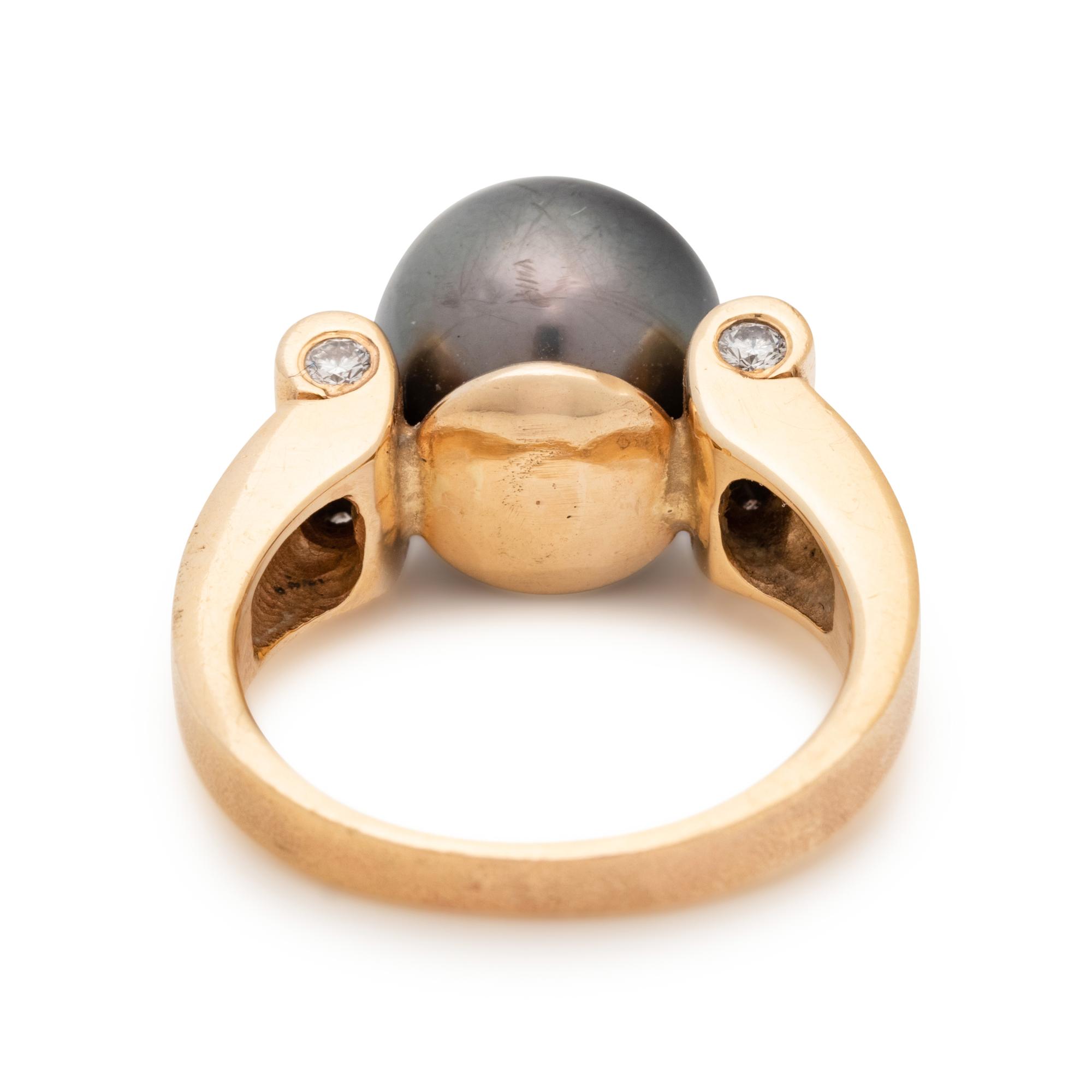 CULTURED TAHITIAN PEARL AND DIAMOND RING