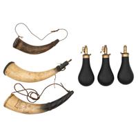 Lot of Three Parker Hale Flasks and Three Powder Horns