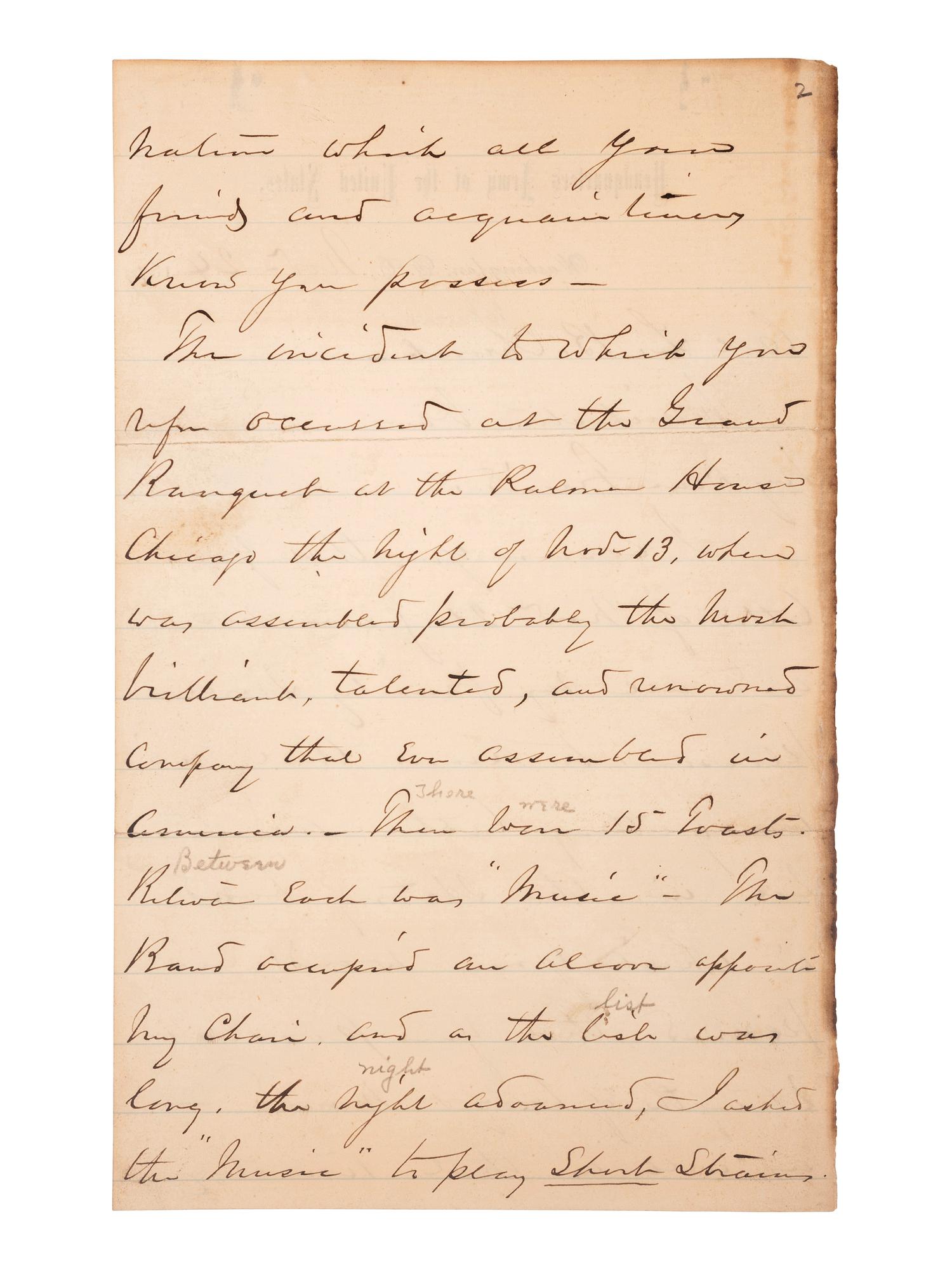 [CIVIL WAR]. A group of 3 autographed items, highlighted by: SHERMAN, William Tecumseh (1820-1891). Autograph letter signed ("W.T. Sherman") as Commanding General of the US Army. Washington, DC. 24 November 1874.