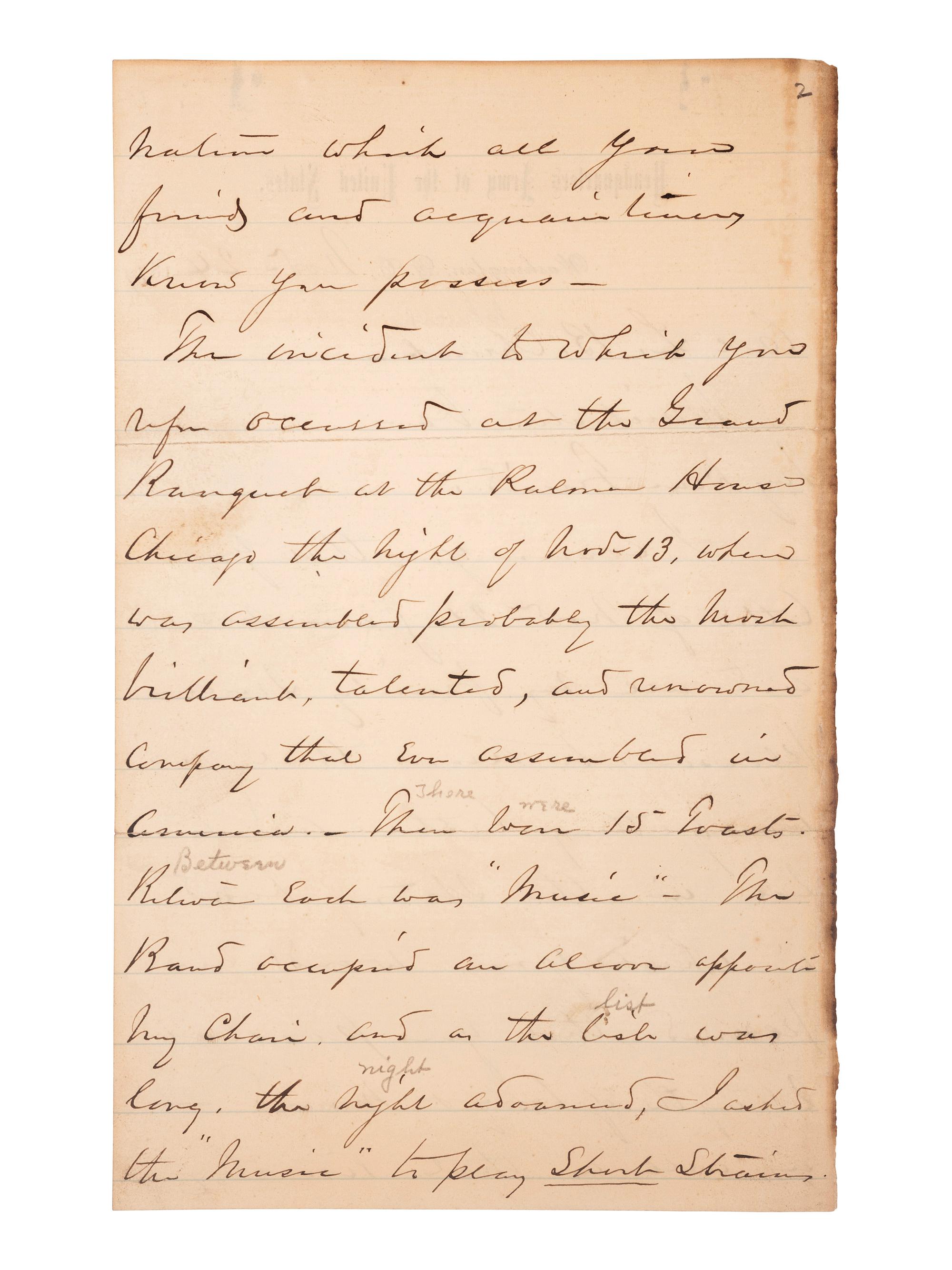 [CIVIL WAR]. A group of 3 autographed items, highlighted by: SHERMAN, William Tecumseh (1820-1891). Autograph letter signed ("W.T. Sherman") as Commanding General of the US Army. Washington, DC. 24 November 1874.