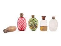 A Group of Five Glass Flasks
