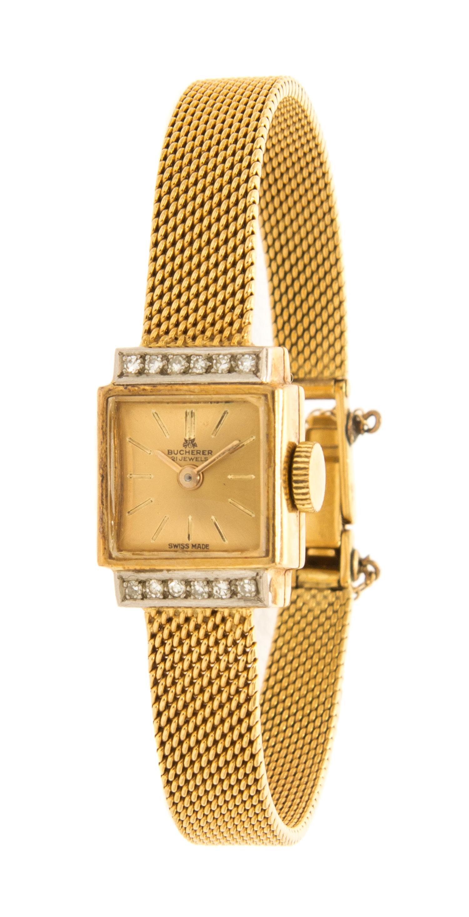 An 18 Karat Yellow Gold and Diamond Watch, Bucherer, 13.70 dwts.