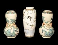 Three Japanese Kyoto Satsuma Vases