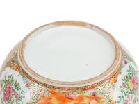 A Near Pair of Chinese Export Rose Medallion Porcelain Punch Bowls