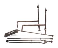 A Pair of Wrought Iron Andirons