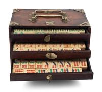 A Chinese Hardwood and Bone Mah Jong Set