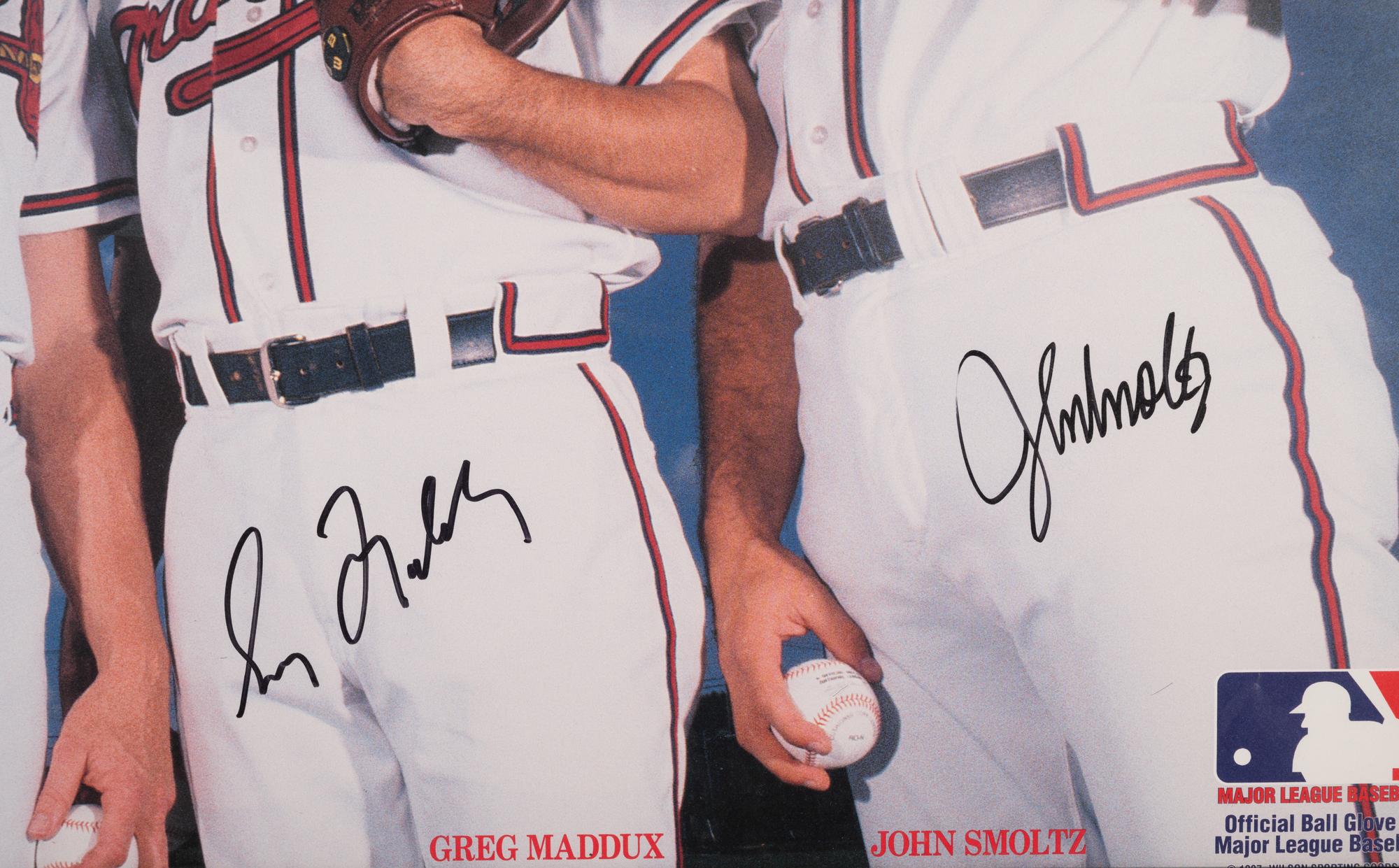 An Atlanta Braves Four Aces Wilson Sporting Goods Signed Autograph Poster Featuring Tom Glavine, Greg Maddux, John Smoltz and Denny Neagle (Beckett Authentication Services Letter),