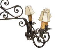 A Mizner Wrought Iron Twelve-Light Billiard Chandelier