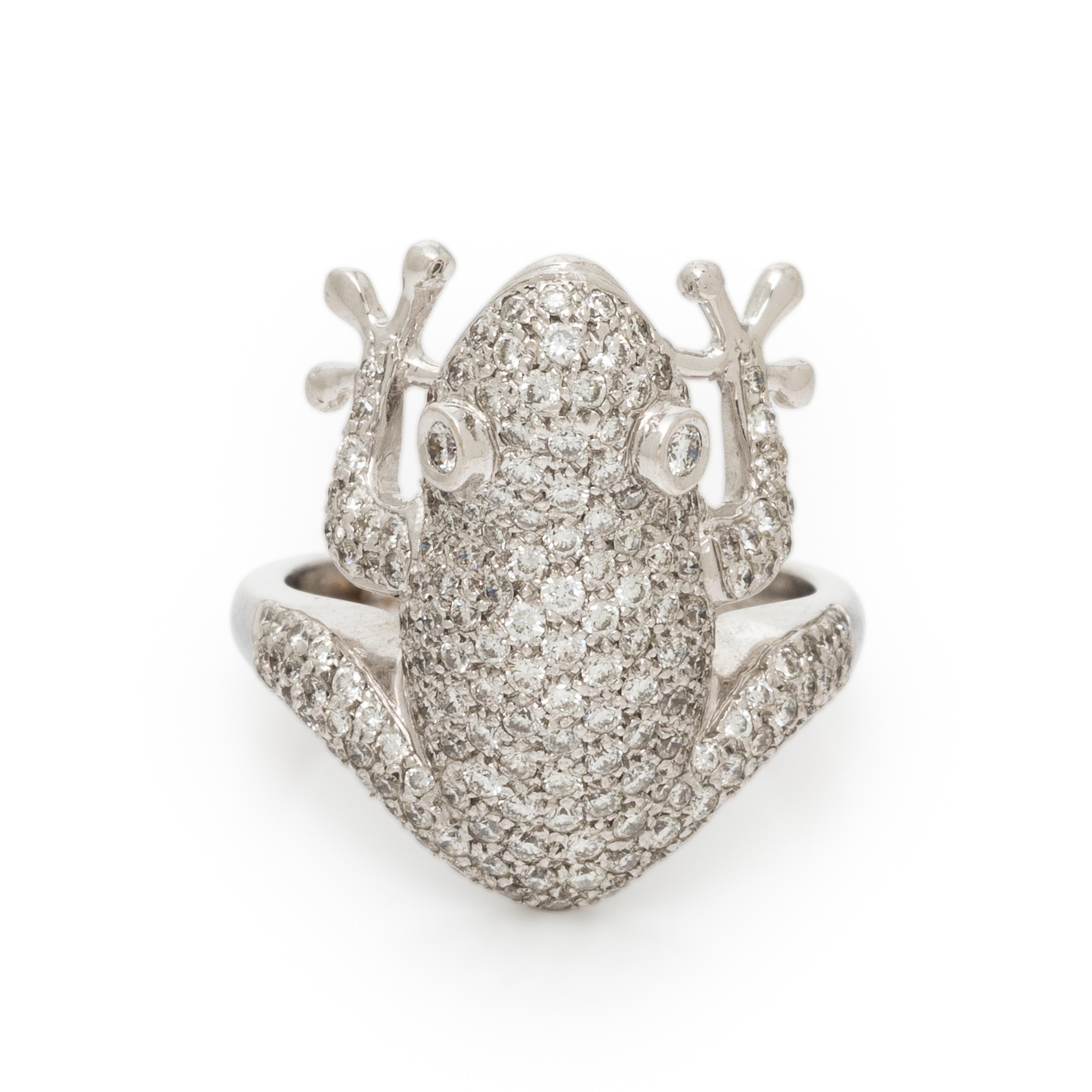 Diamond and White Gold Frog Ring