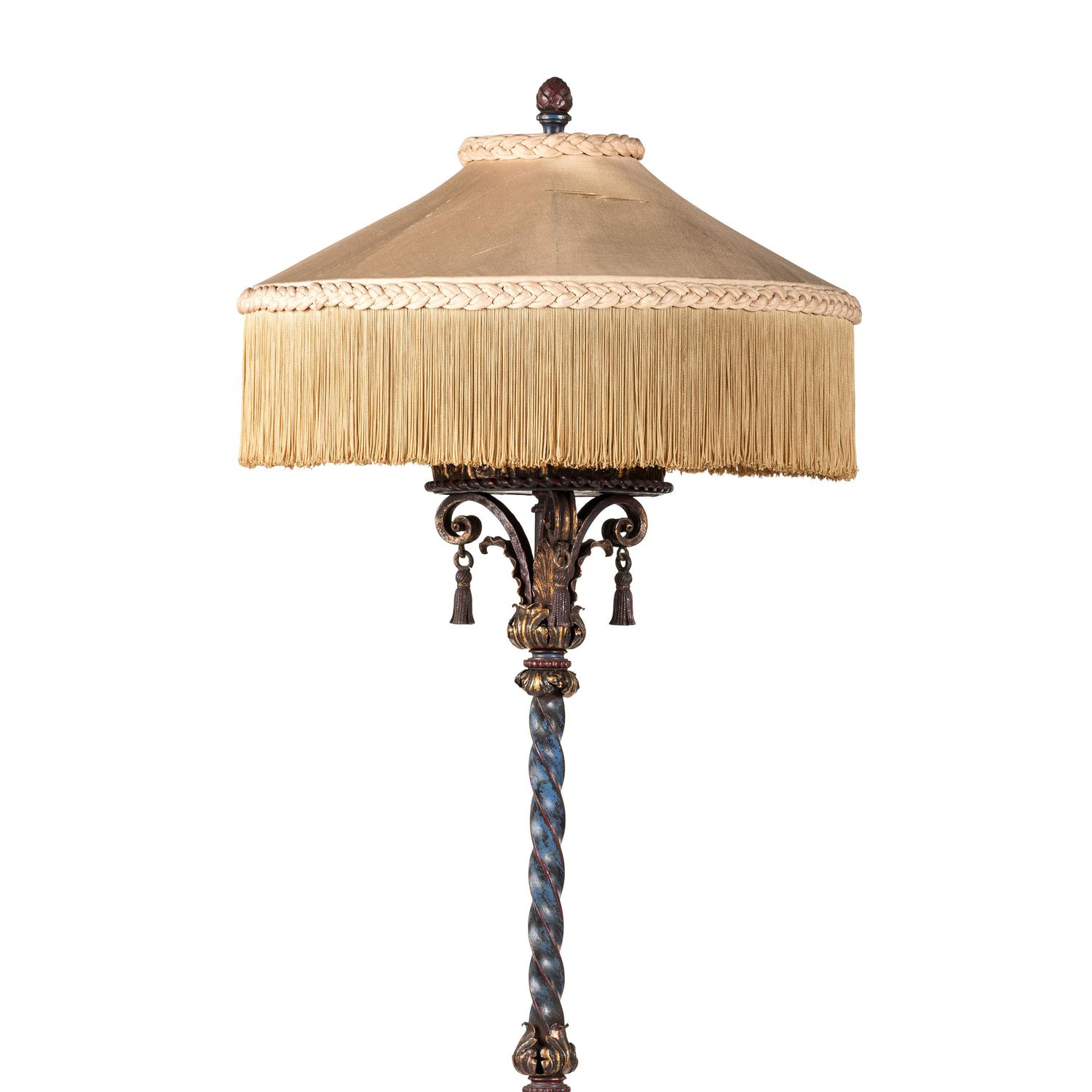 A Painted Iron and Marble Floor Lamp