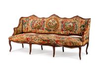 A Regence Tapestry-Upholstered Walnut Sofa