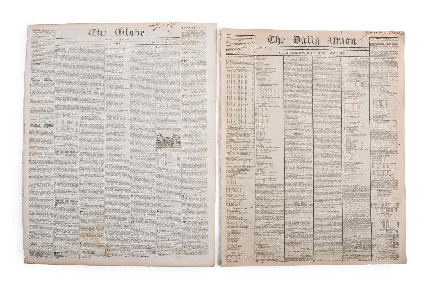 [SLAVERY & ABOLITION]. A group of 12 pre-Civil War newspapers with advertisements for for self-emancipated freedom seekers, comprising: