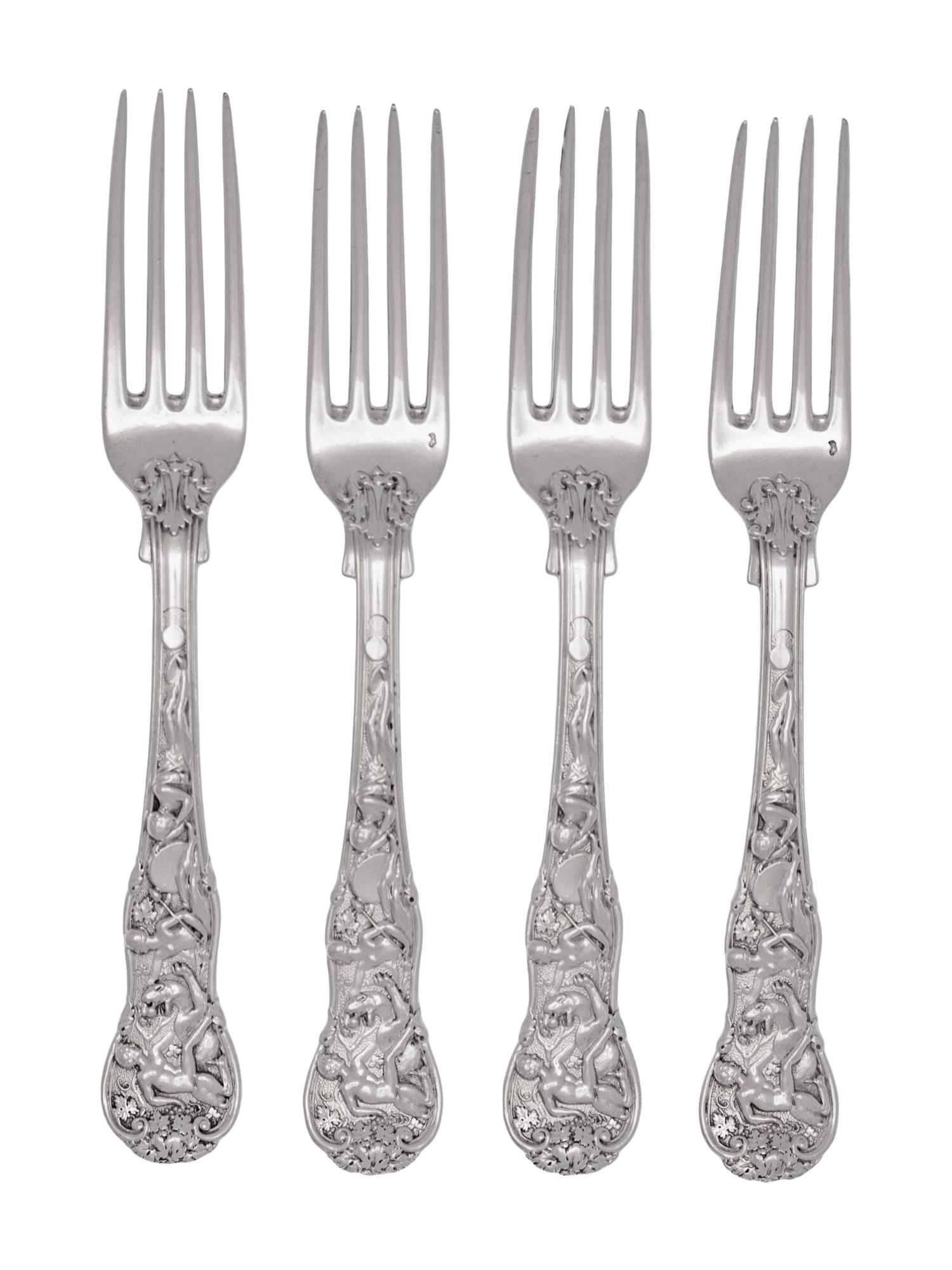 A Set of Four Paul Storr George IV Silver Dessert Forks